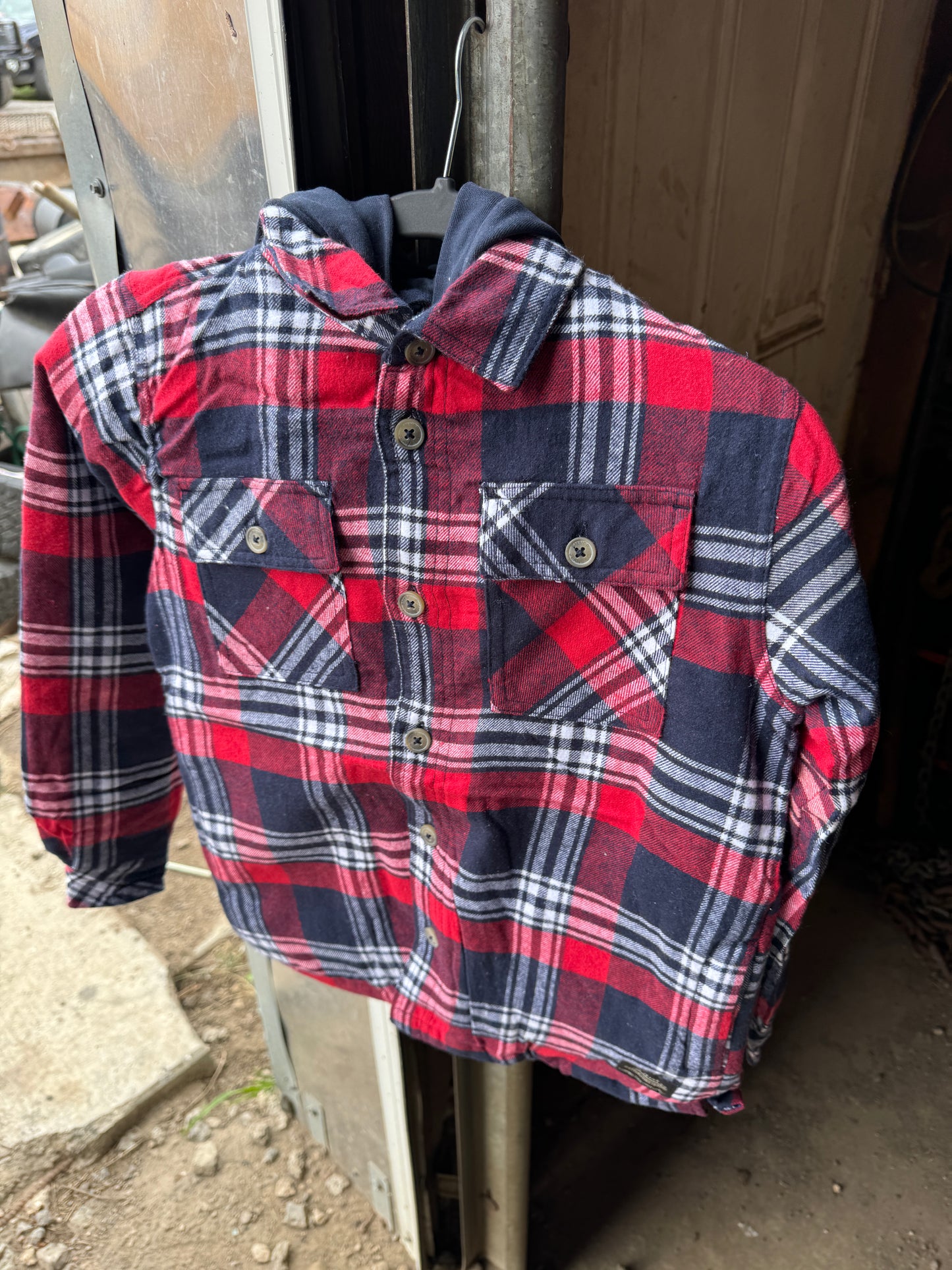 Plaid Jacket with Sherpa lining hooded - Kids