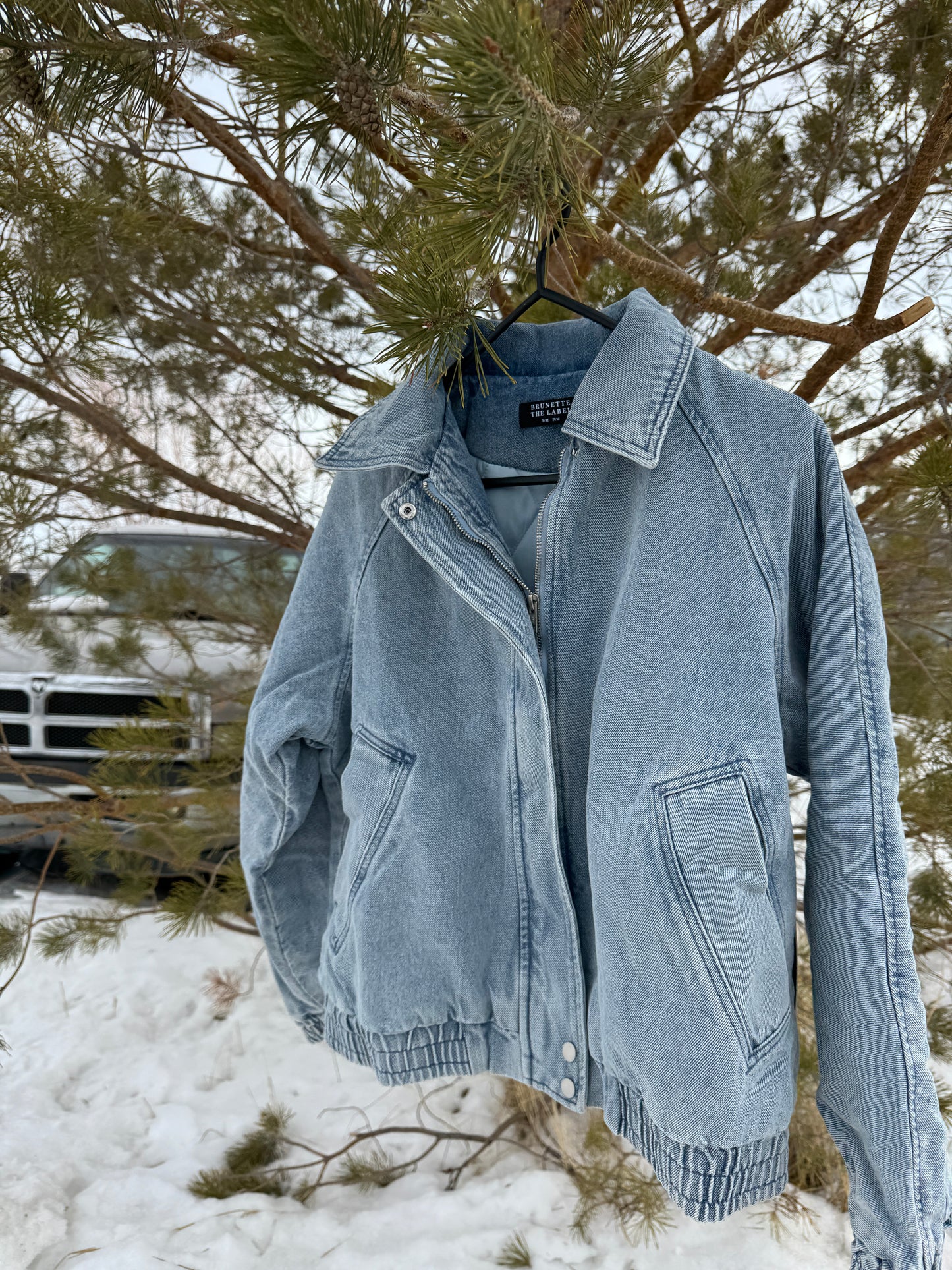 Christine Bomber Jacket - Light Denim Blue
