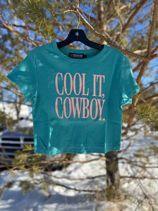 Cool it cowboy cropped tee