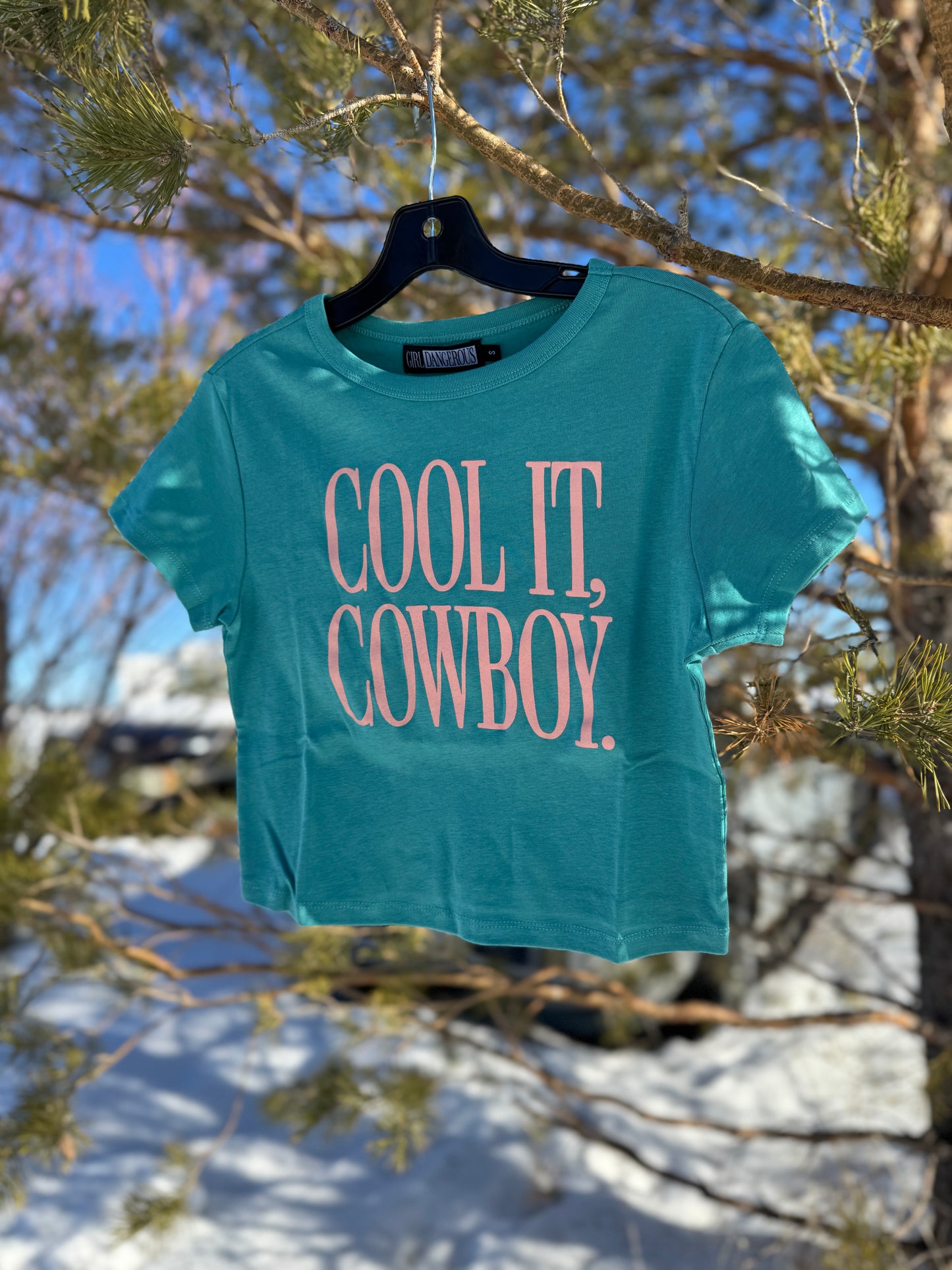 Cool it cowboy cropped tee