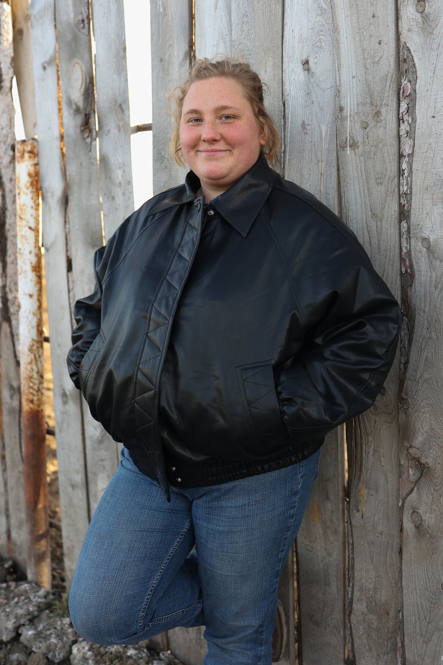 Christine vegan leather bomber - oversized