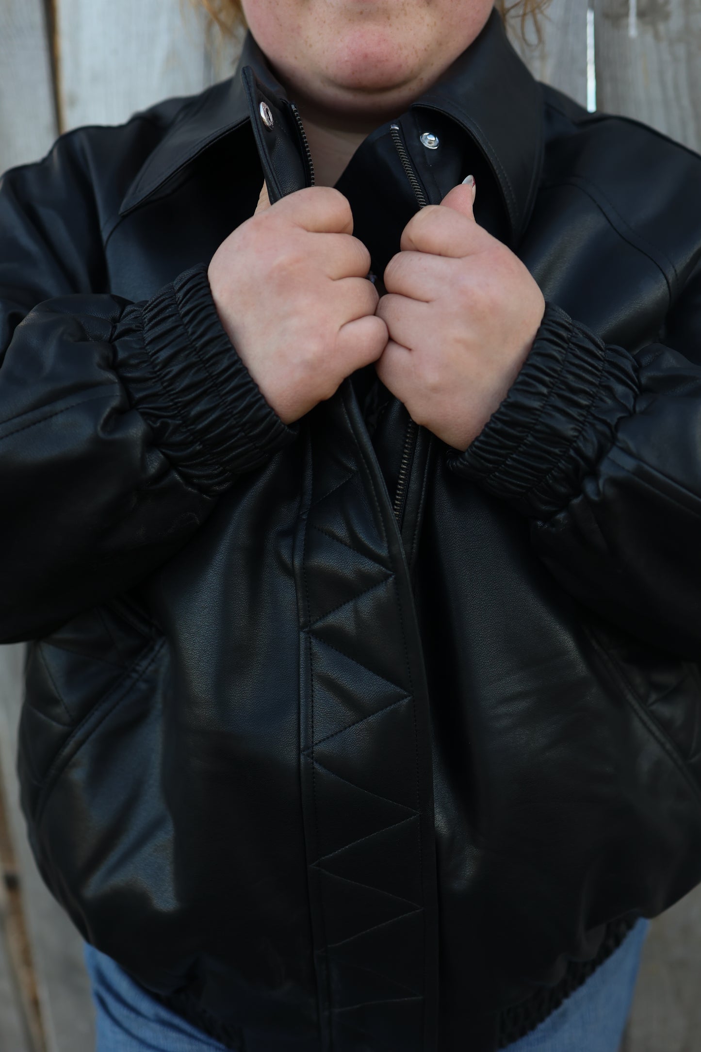 Christine vegan leather bomber - oversized