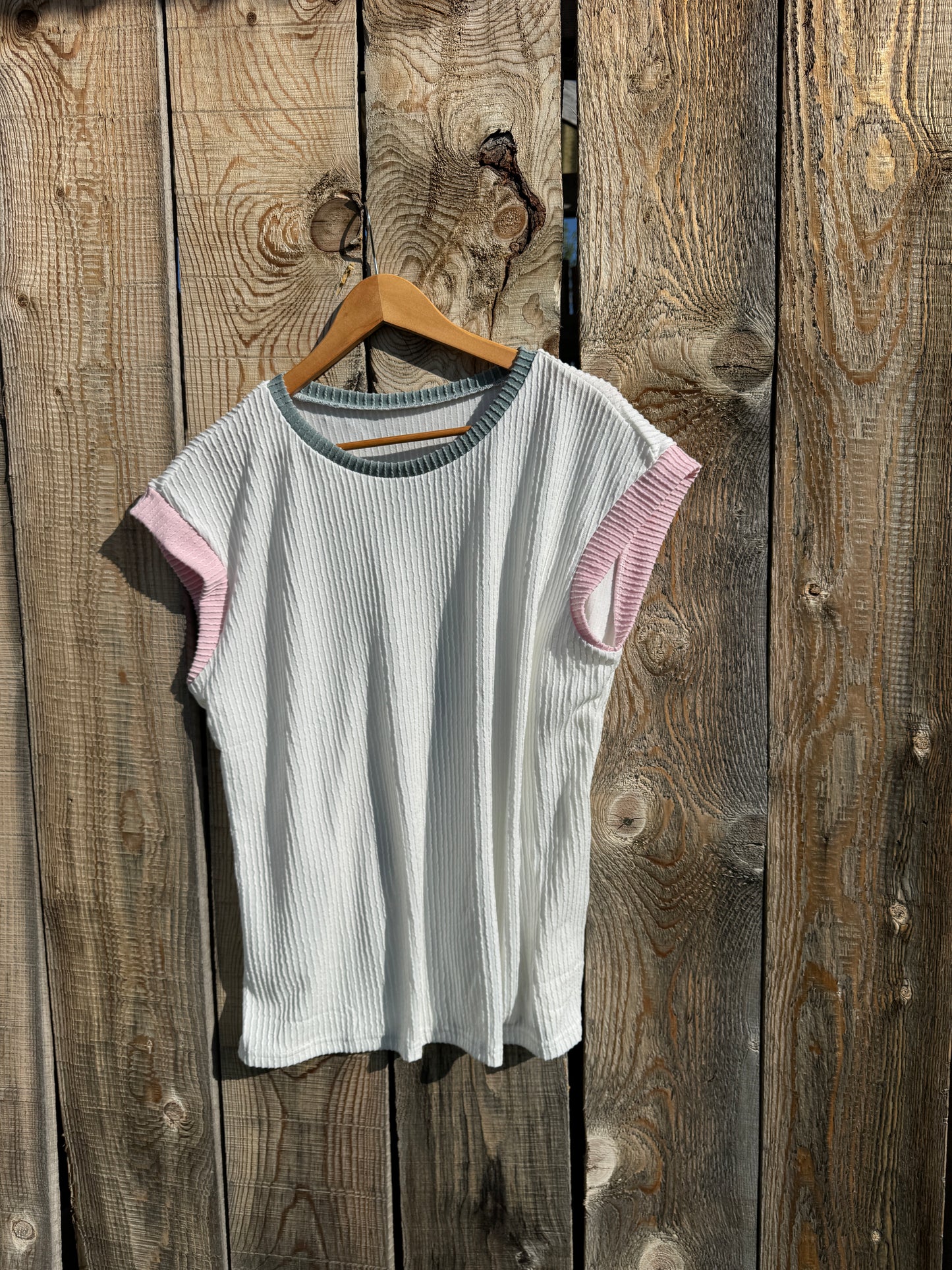 Colour block corded crew tee