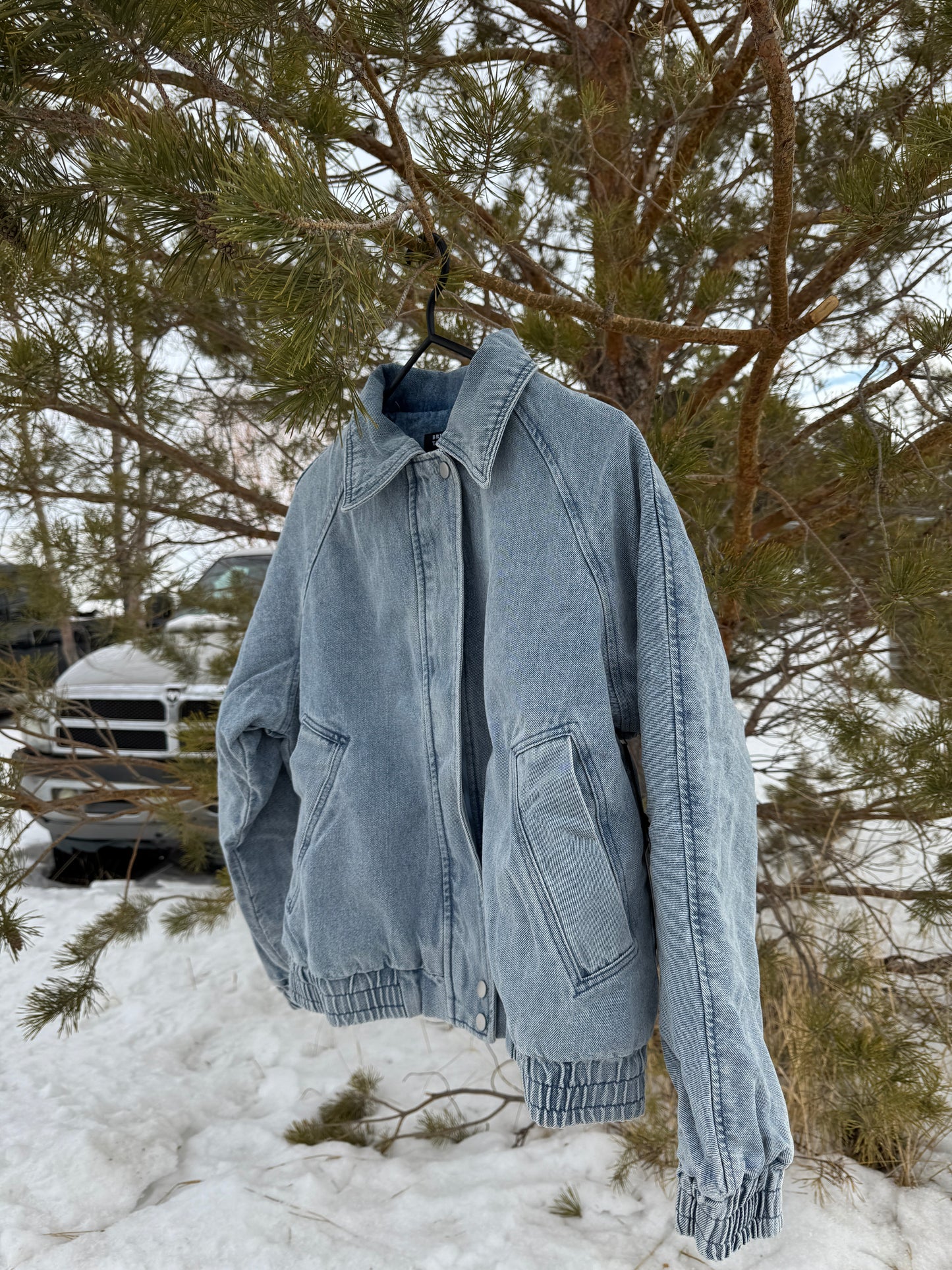 Christine Bomber Jacket - Light Denim Blue