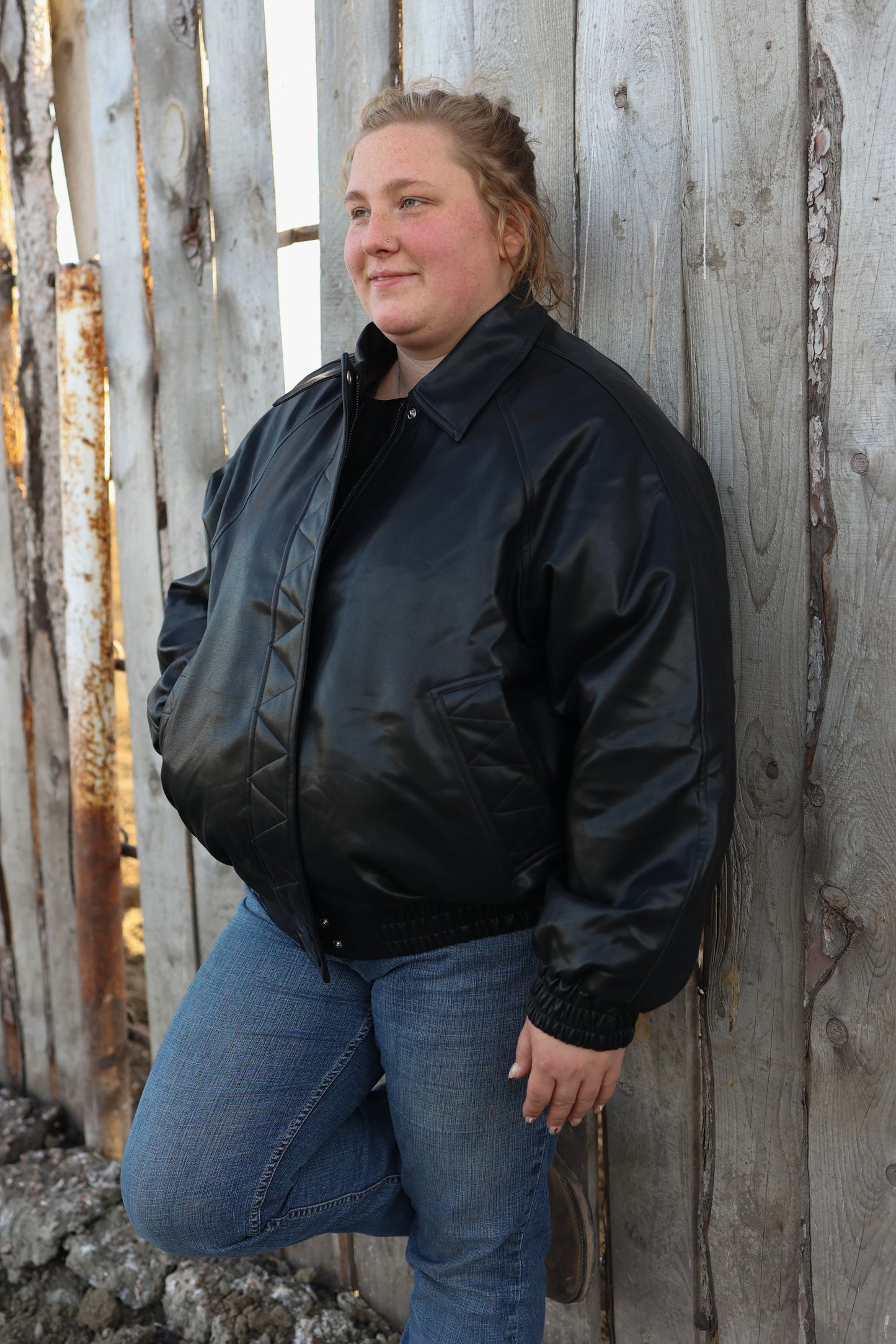 Christine vegan leather bomber - oversized