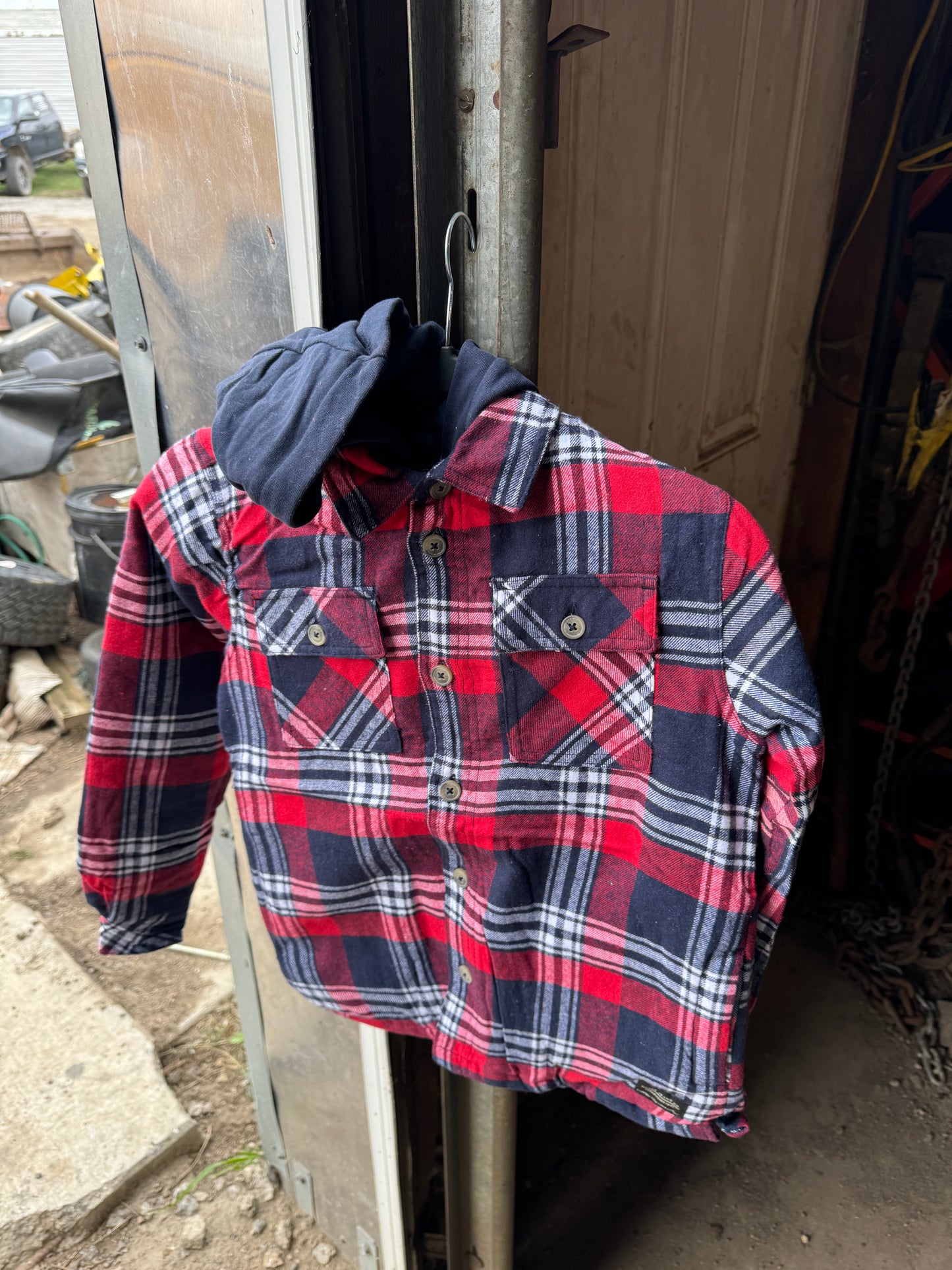 Plaid Jacket with Sherpa lining hooded - Kids