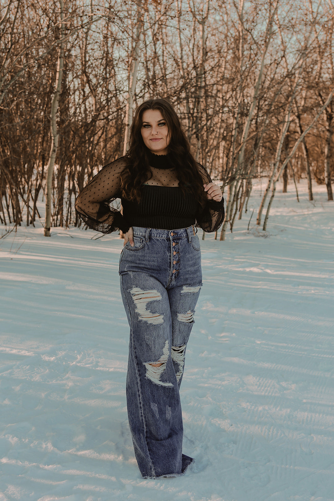 Distressed Wide leg jean - 15 only