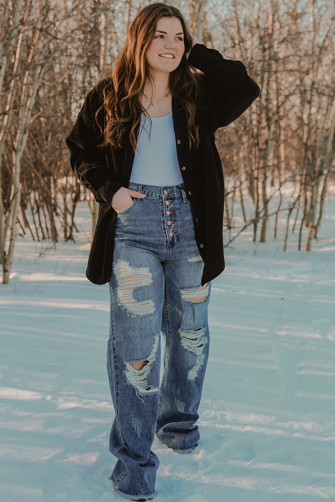 Distressed Wide leg jean - 15 only