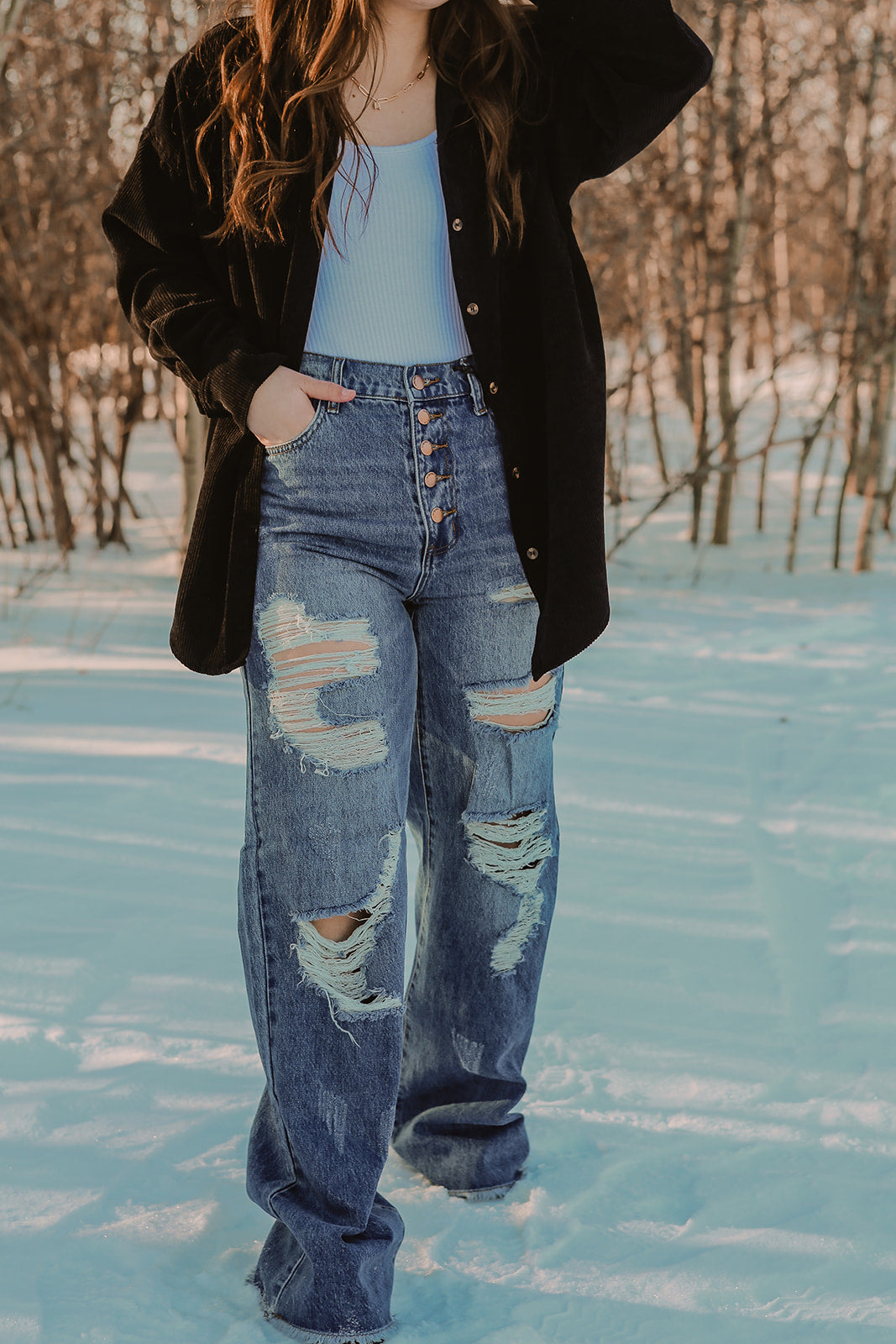 Distressed Wide leg jean - 15 only