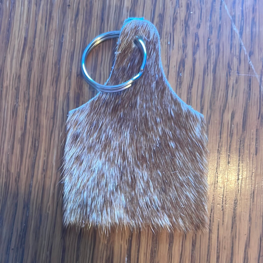 Small hair on hide tag keychain