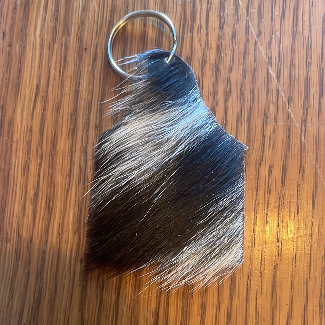 Small hair on hide tag keychain