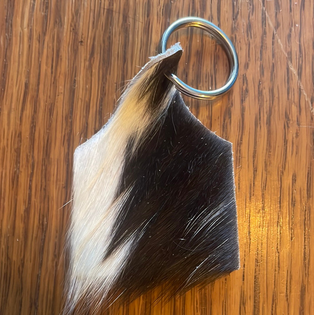 Small hair on hide tag keychain